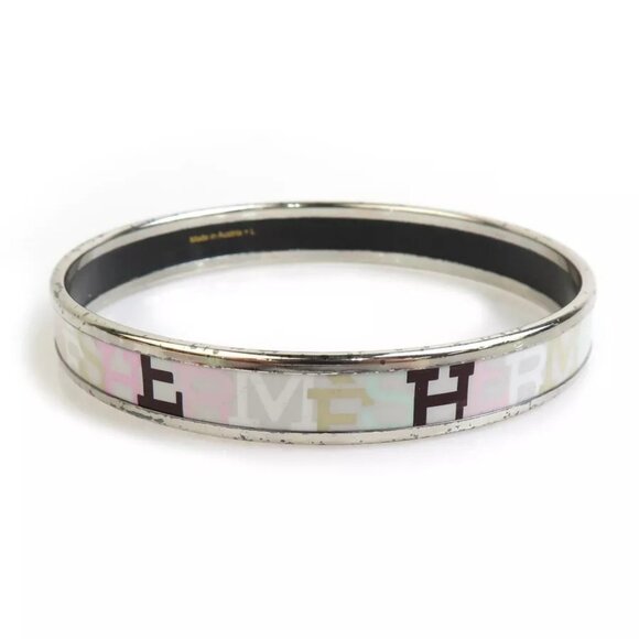 Auth HERMES Cloisonne Bangle Bracelet Silver/Multicolor Metal/Enamel - Picture 12 of 14